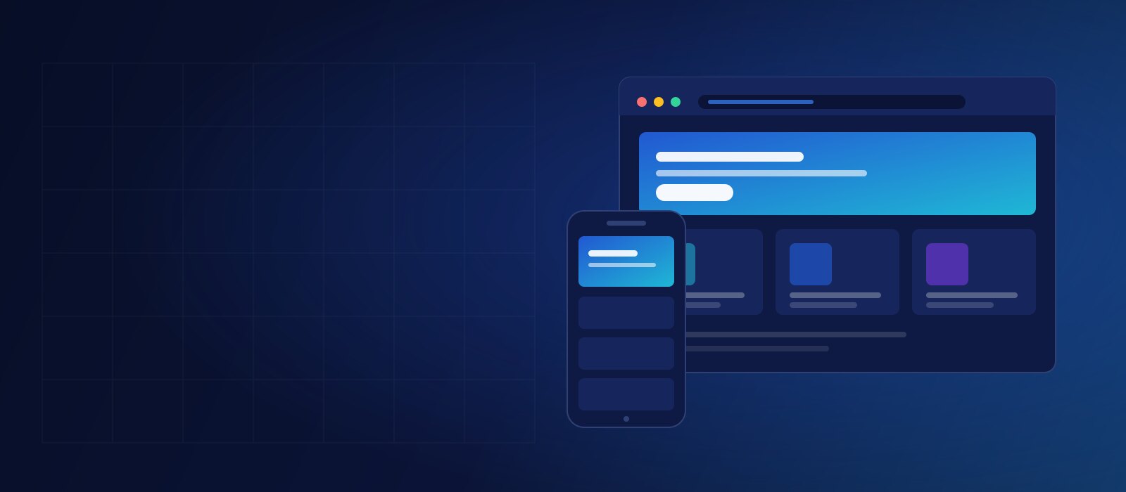 Ilustración de un navegador y un celular mostrando un sitio responsivo