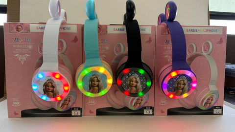 Diadema inalámbrica con orejas de gato y luz RGB